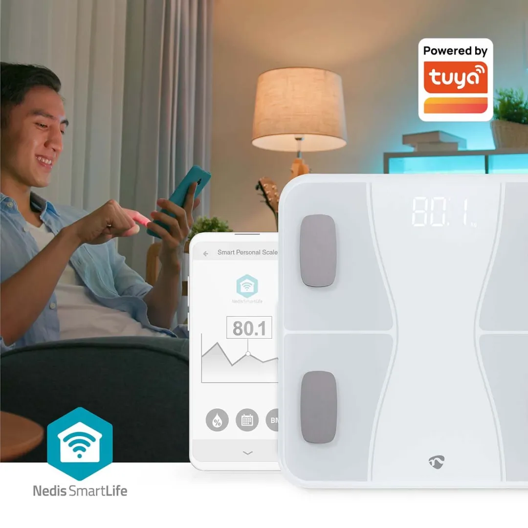 Nedis SmartLife BTHPS11WT Personenweegschaal - Bluetooth - Wit