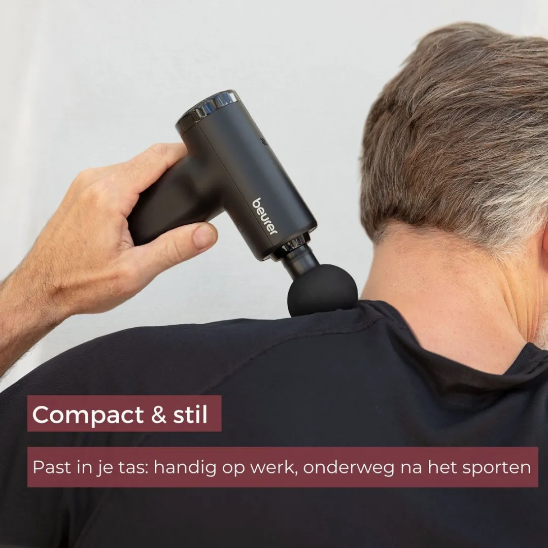 Beurer MG 89 CompactPower Limited Edition 25 Professionele Massage Gun – Diepe Spiermassage – 10 mm Slagdiepte – 5 Snelheden – 3 Opzetstukken – USB-C – Stil – Spierherstel & Ontspanning – 3 Jaar Garantie