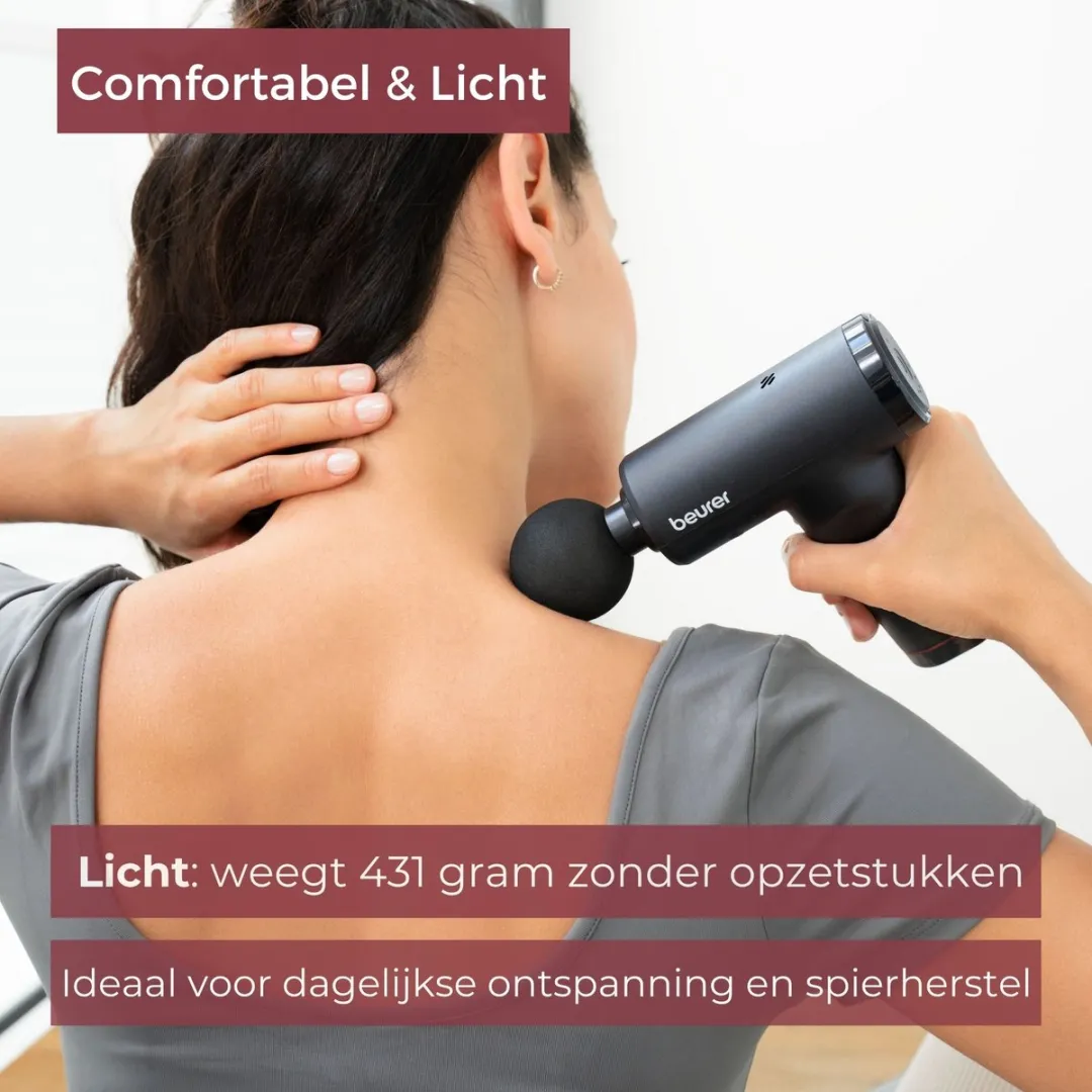 Beurer MG 89 CompactPower Limited Edition 25 Professionele Massage Gun – Diepe Spiermassage – 10 mm Slagdiepte – 5 Snelheden – 3 Opzetstukken – USB-C – Stil – Spierherstel & Ontspanning – 3 Jaar Garantie