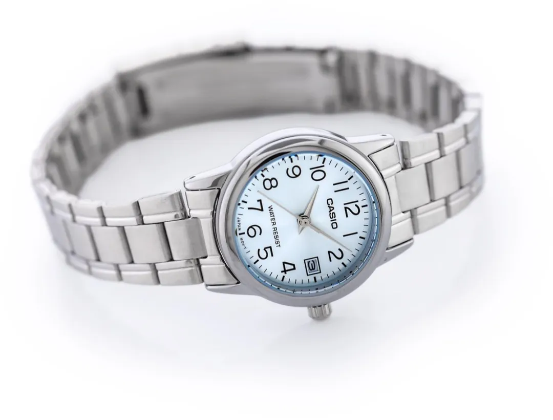Casio Collection LTP-V002D-2B Dameshorloge - WR30 - Zilver/Turquoise