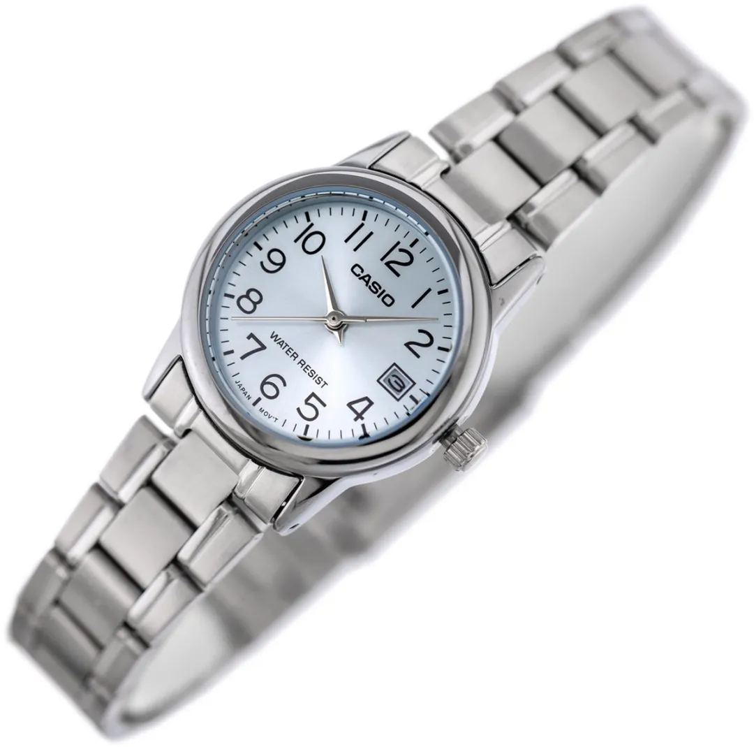 Casio Collection LTP-V002D-2B Dameshorloge - WR30 - Zilver/Turquoise