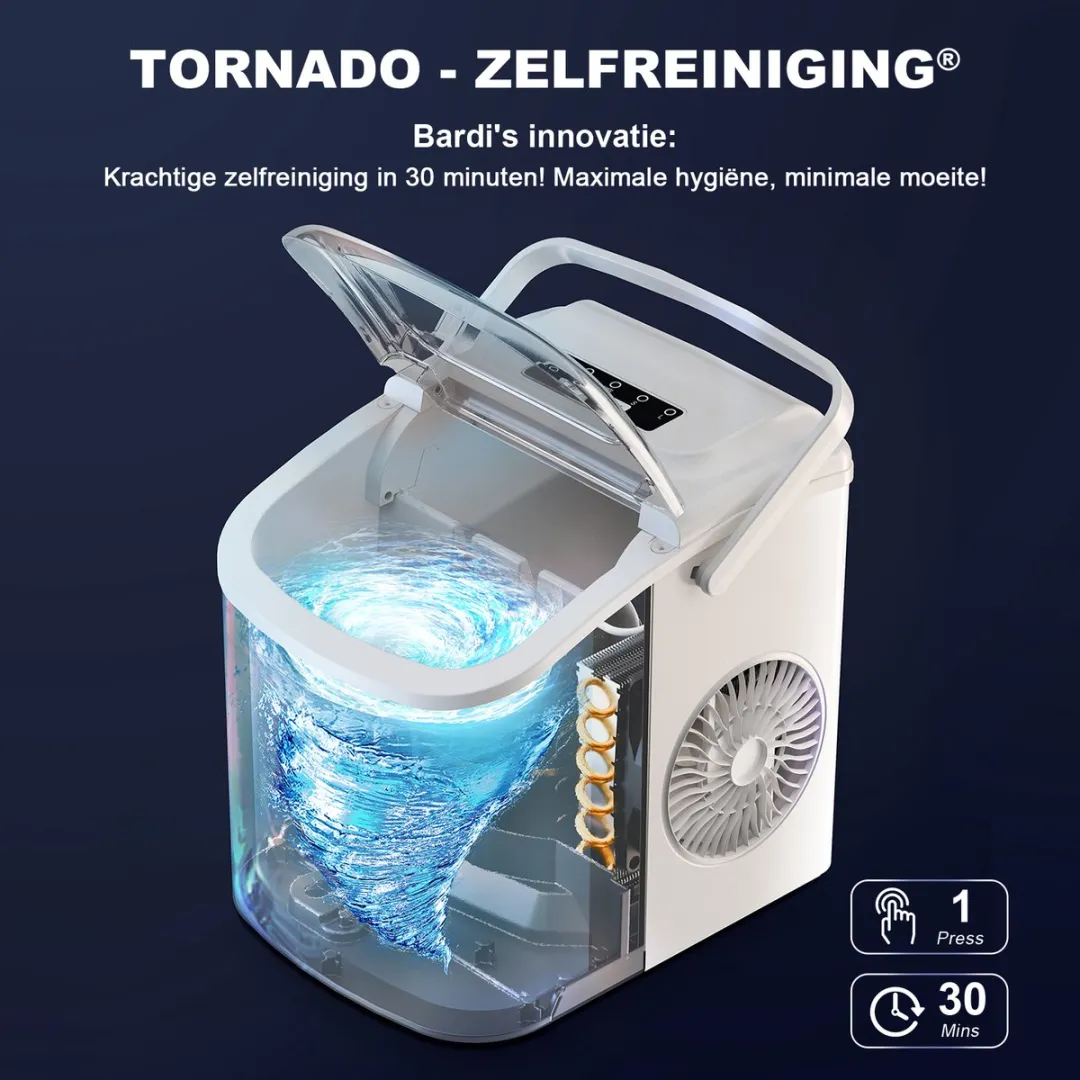 Bardi Deluxe IJsblokjesmachine - 1,2L - Wit - 3 Thermosbekers