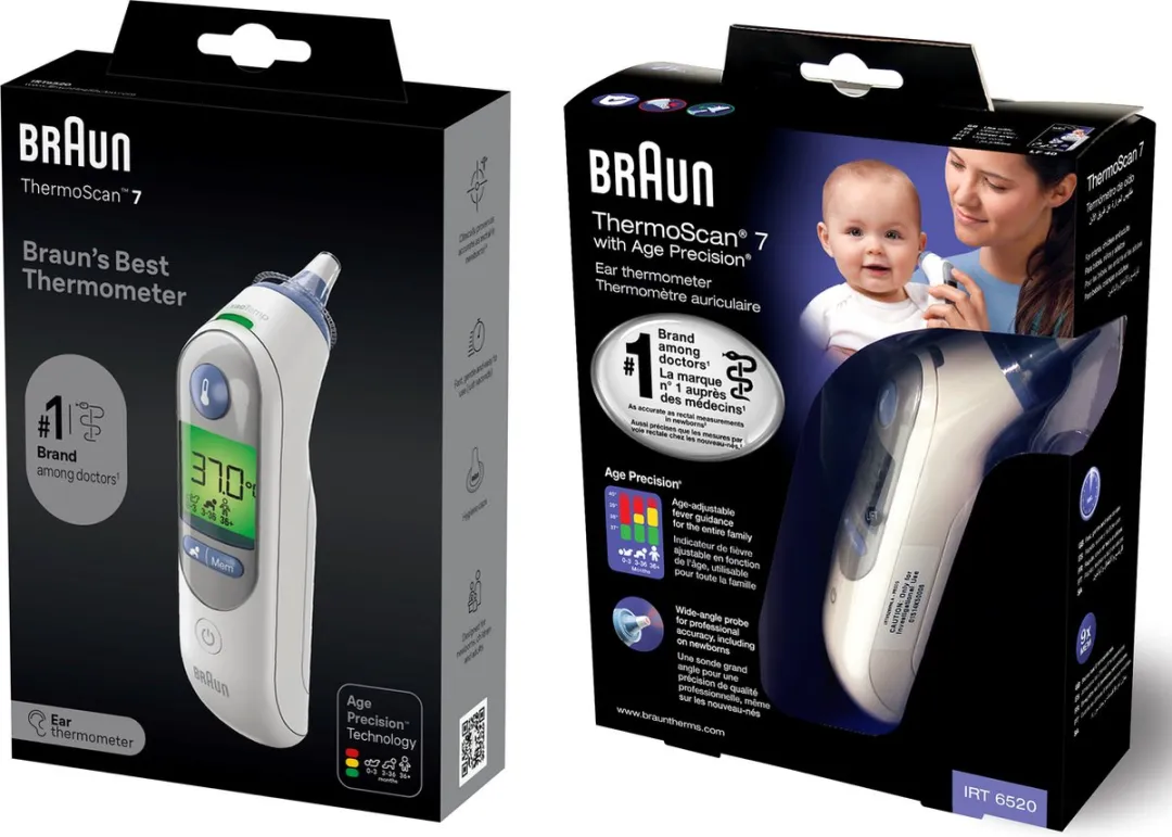 Braun IRT 6520 ThermoScan 7 Thermometer - 9 Metingen - 21 Lensfilters - Wit