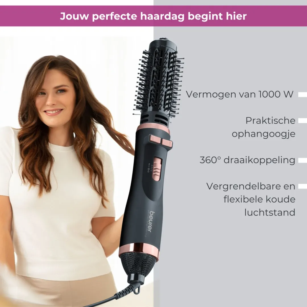 Beurer HT 80 Roterende Föhnborstel 1000W - Zwart/Brons