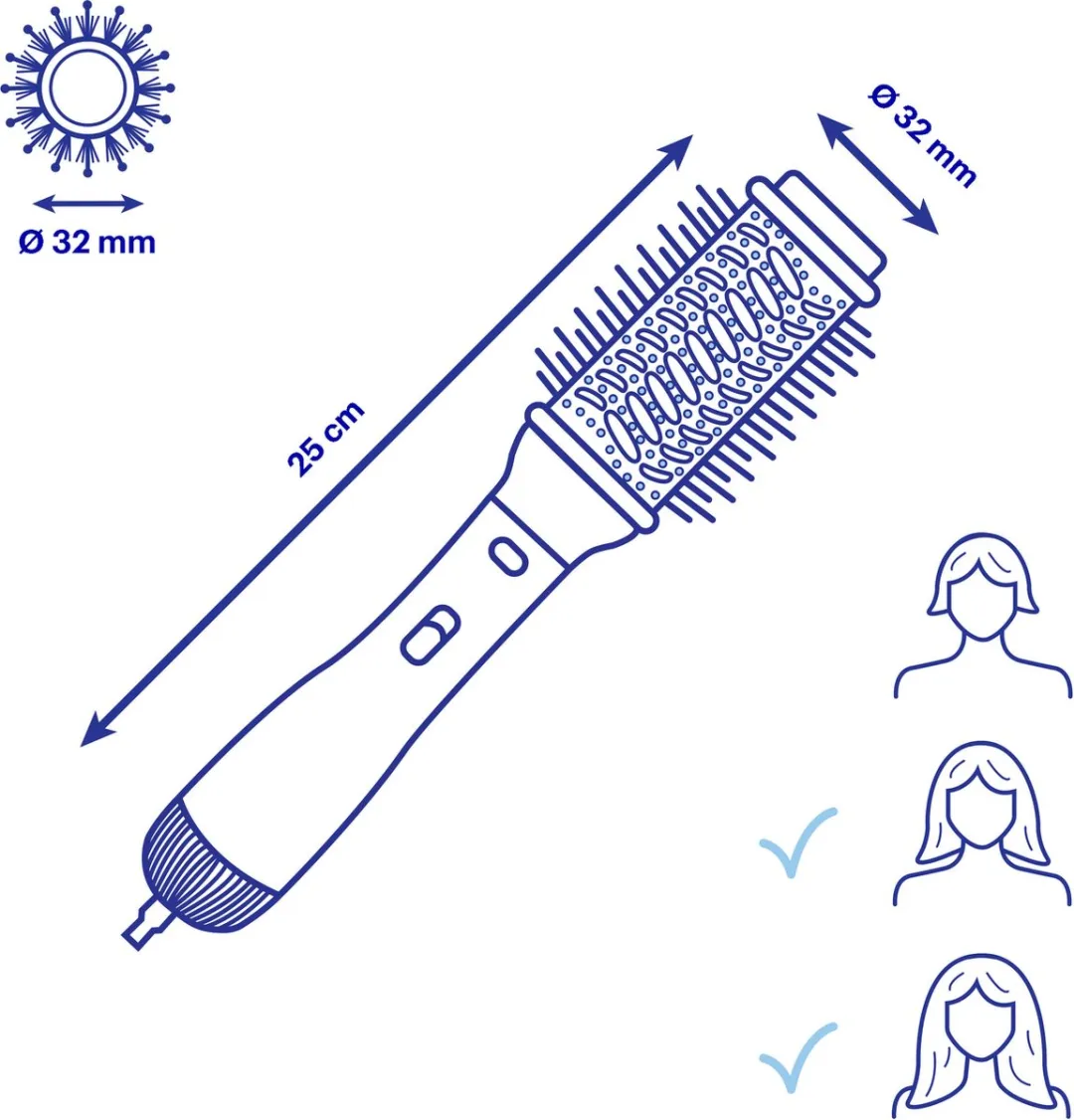 BaBylissPRO Blue Lightning Air Styler BAB2620E - 34mm Krulborstel - 700W