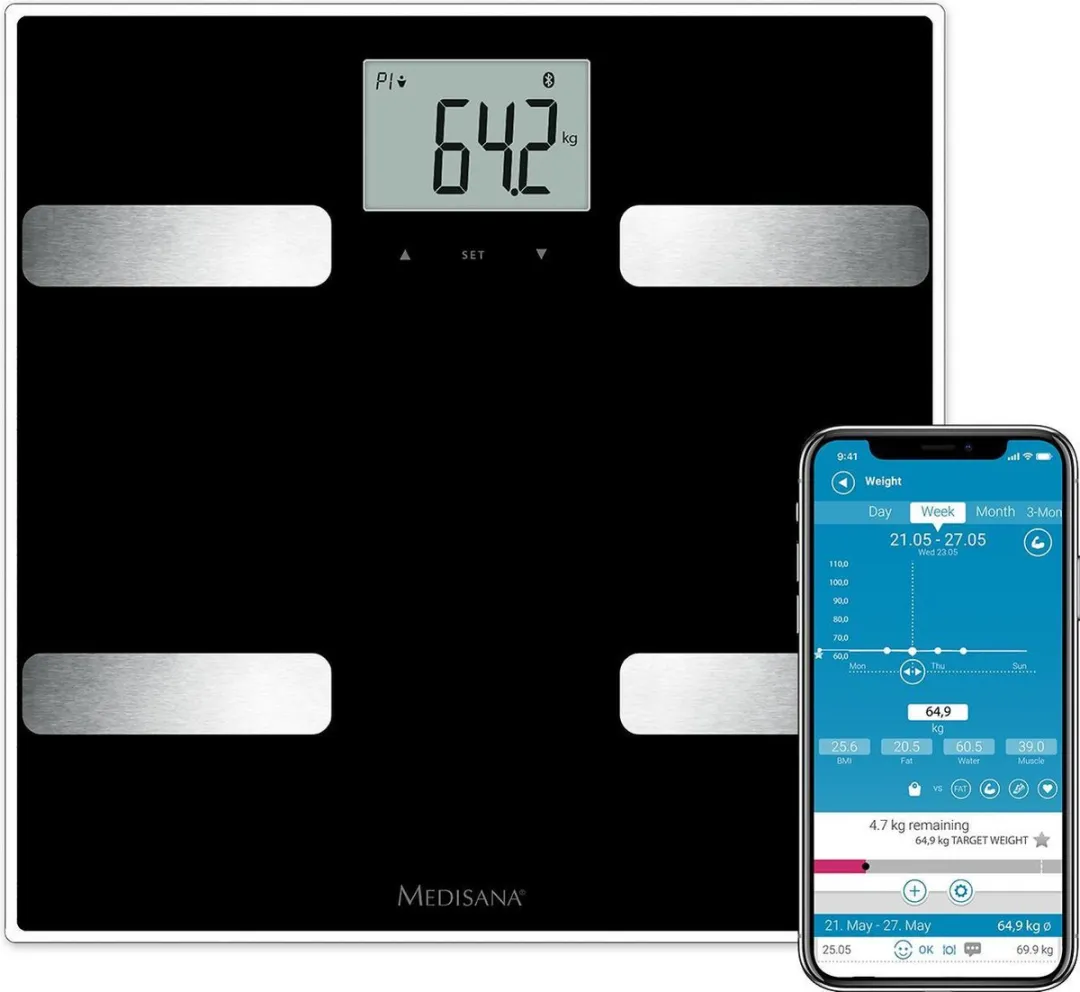 Medisana BS A41 Connect Lichaamsanalyseweegschaal - 180kg - 8 Personen - Zwart