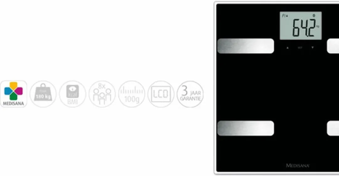 Medisana BS A41 Connect Lichaamsanalyseweegschaal - 180kg - 8 Personen - Zwart