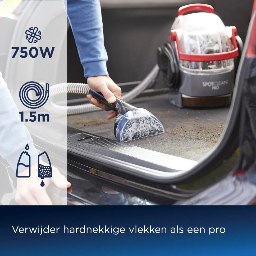 BISSELL SpotClean Pro Draagbare Vlekkenreiniger - Professionele Reiniging met 750W Motor - Tapijtreiniger voor Bank, Auto & Matras - Carpet Cleaner Apparaat - XL Tankcapaciteit - Reinigingsmachine - Zetelreiniger - 1558N