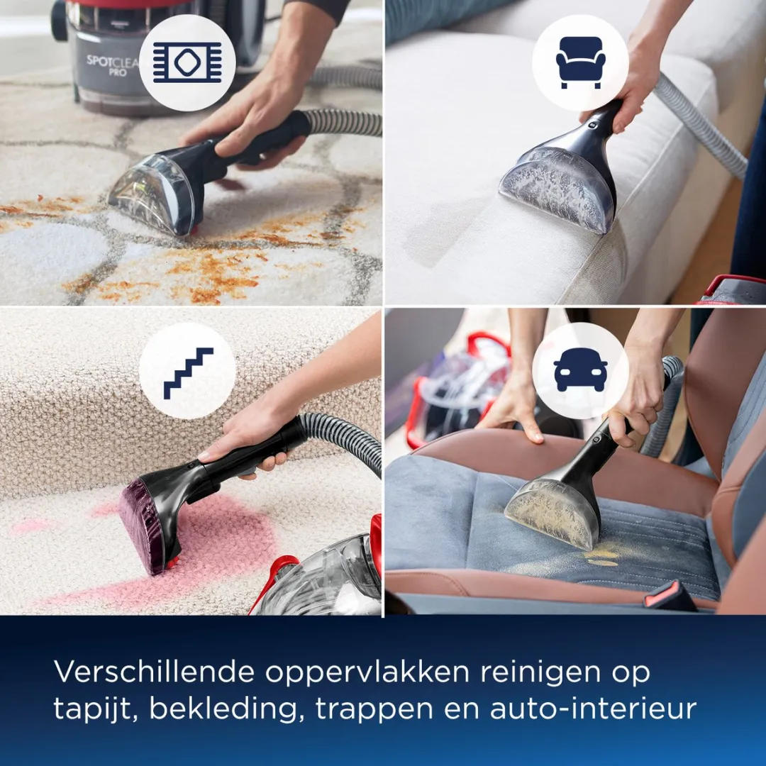 BISSELL SpotClean Pro Draagbare Vlekkenreiniger - Professionele Reiniging met 750W Motor - Tapijtreiniger voor Bank, Auto & Matras - Carpet Cleaner Apparaat - XL Tankcapaciteit - Reinigingsmachine - Zetelreiniger - 1558N