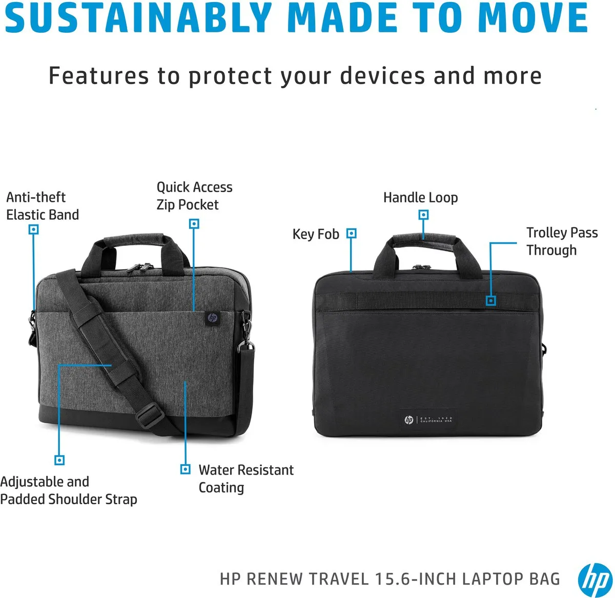 HP Renew Travel Laptoptas 15.6" - 12 Vakken - Grijs