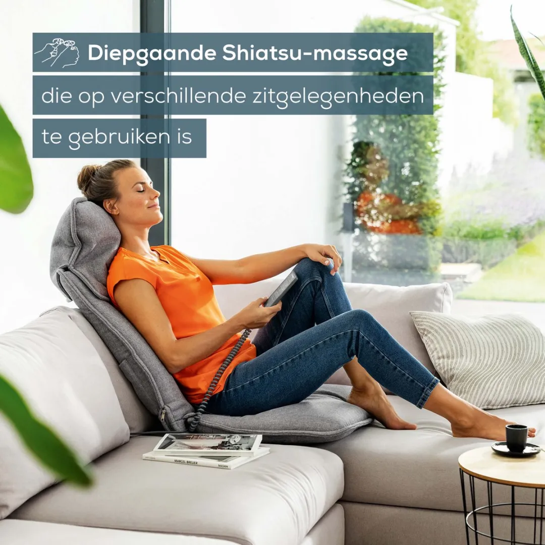 Beurer MG 330 Grey Shiatsu Massagekussen - Massagestoel - Verstelbaar nekgedeelte - 4 Massagekoppen paarsgewijs roterend - 2 Intensiteitsniveaus - Wasbare hoes - 3 Jaar garantie - Grijs