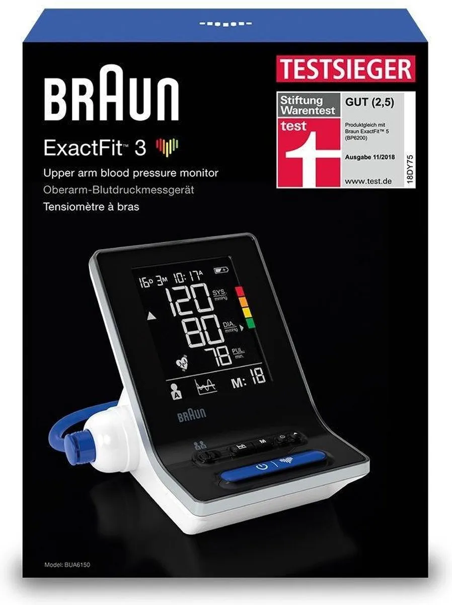 Braun ExactFit 3 BUA6150WE Bovenarm Bloeddrukmeter - 2 Gebruikers
