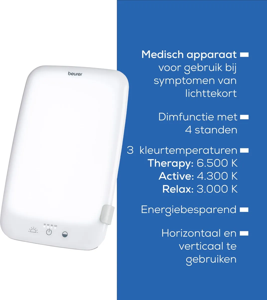 Beurer TL 35 Daglichtlamp – Lichttherapie lamp 10 000 Lux – Dimbaar & met Timer – Compact: Thuis, op Bureau & Onderweg – Medisch Gecertificeerd – Flikkervrij & UV-vrij – 3 Jaar Garantie