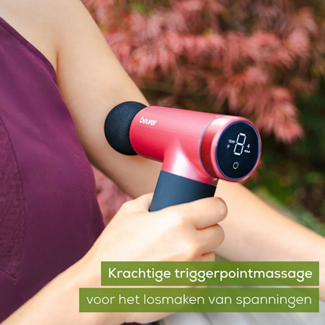 Beurer MG 195 HOT & COLD Massagepistool - 7 Koppen - 9 Intensiteiten - Bordeaux/Zwart