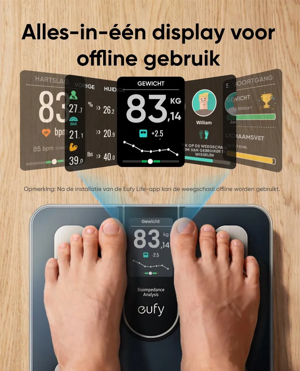 Eufy C20 Slimme Personenweegschaal - 16 Meetwaarden - Bluetooth - Zwart