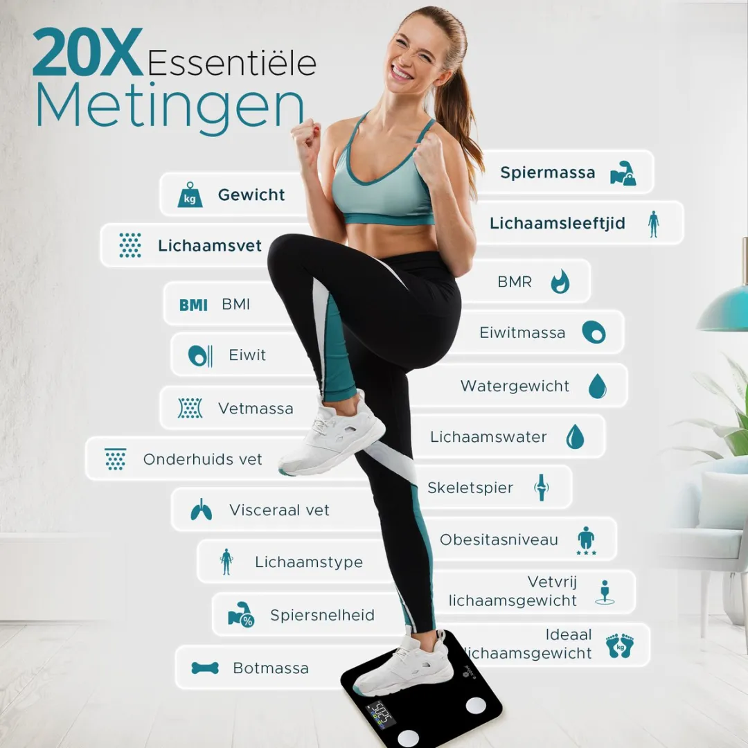 e.volve Personenweegschaal Digitaal - 180kg - 24 Personen - Zwart