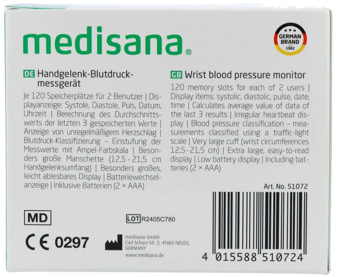 Medisana BW 315 Polsbloeddrukmeter - 2 Gebruikers - 240 Metingen - Wit - afbeelding 6 van 6