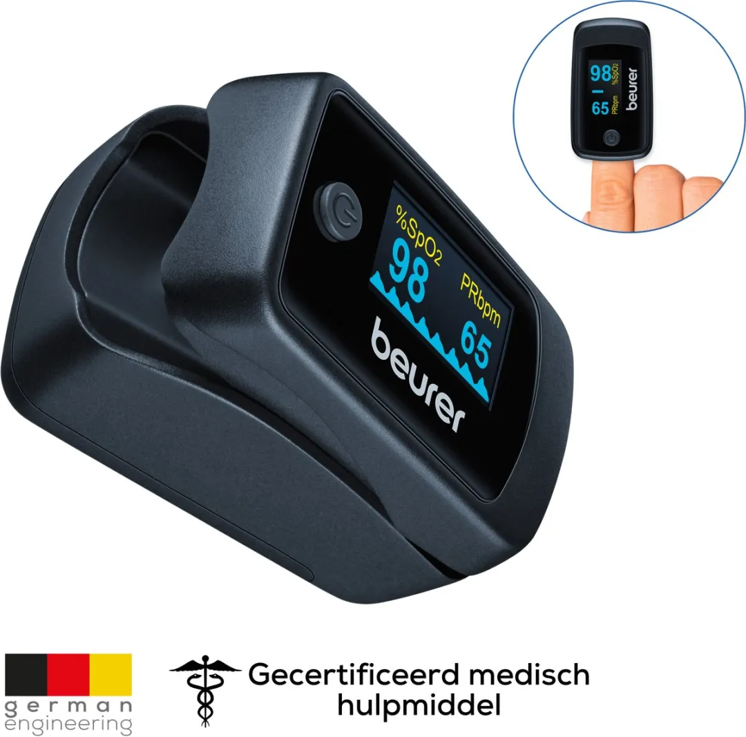 Beurer PO 45 Saturatiemeter - Zuurstofgehalte & Hartslag - 2x AAA - Wit/Grijs - afbeelding 6 van 6