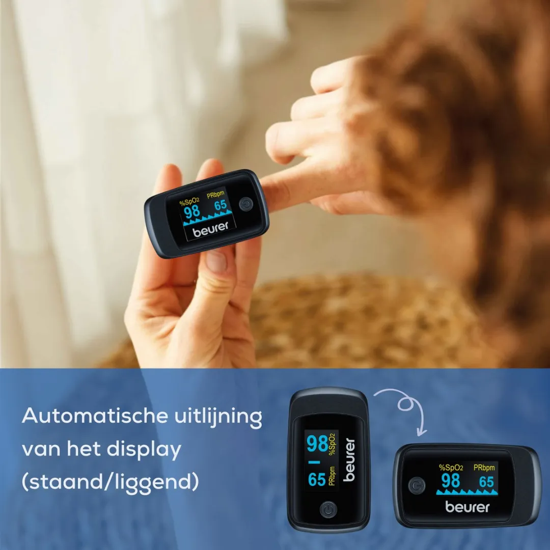 Beurer PO 45 Saturatiemeter - Zuurstofgehalte & Hartslag - 2x AAA - Wit/Grijs