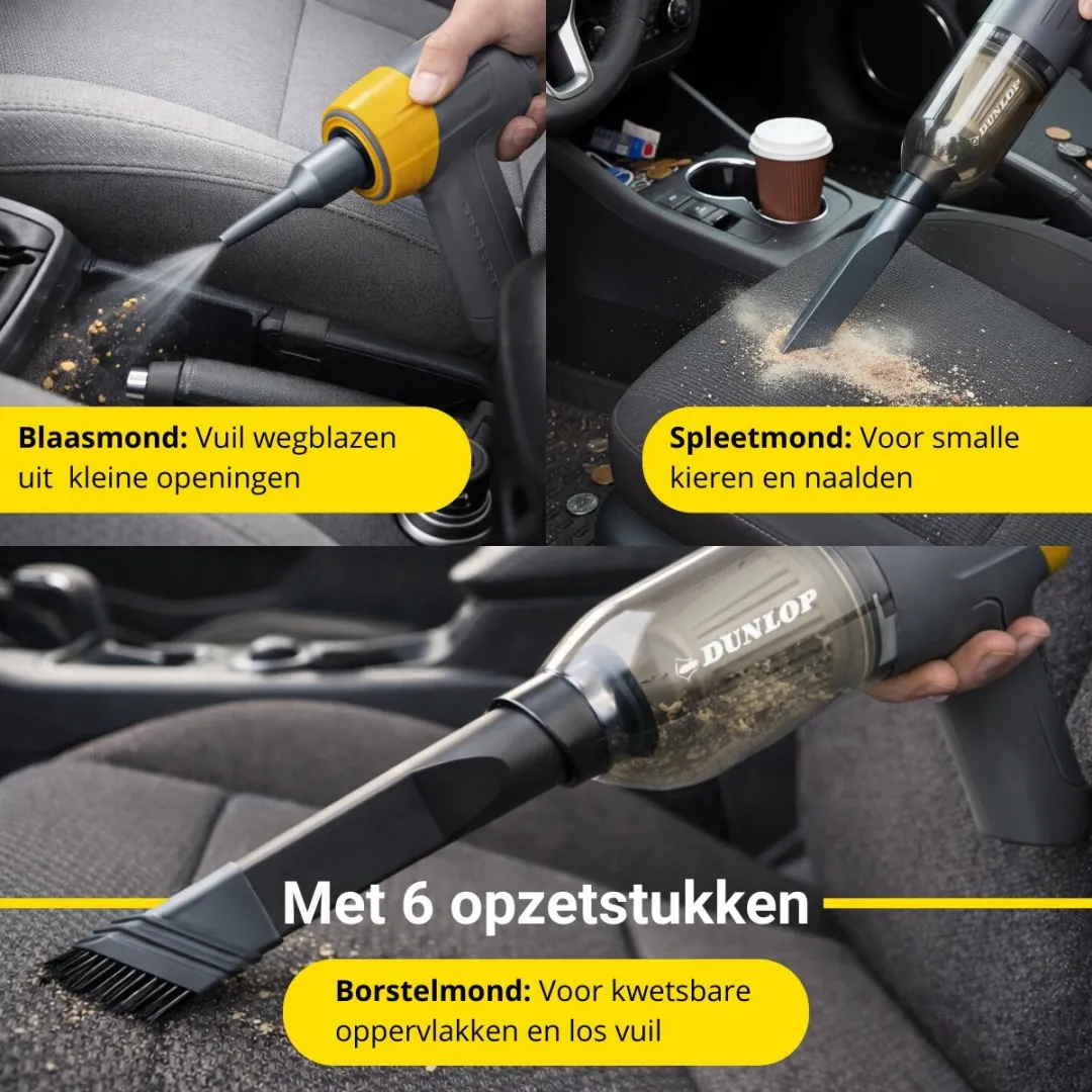Dunlop MEDUCA3710/007 Auto Stofzuiger - 12000Pa - Grijs/Geel