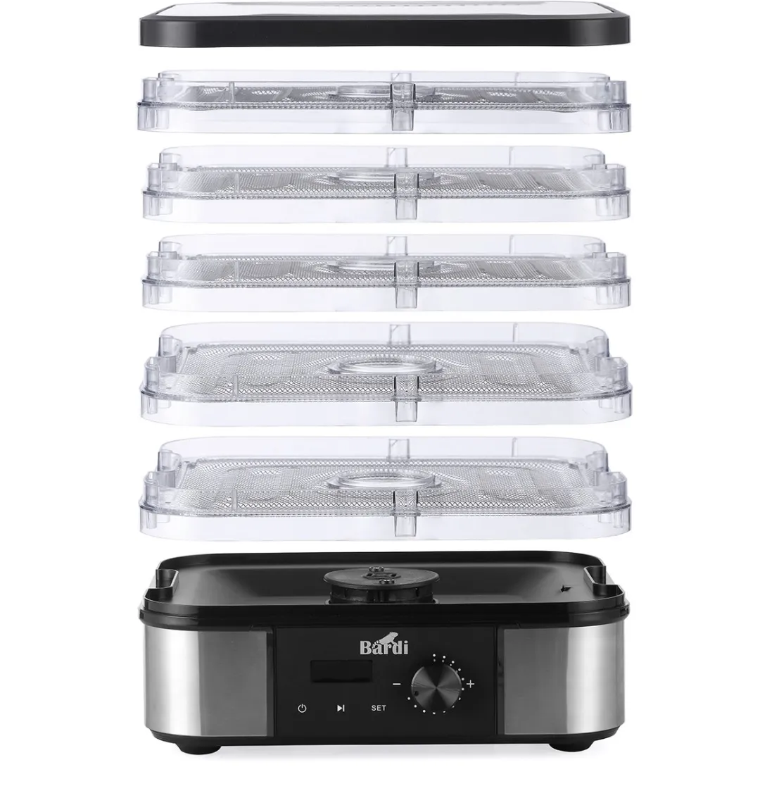 Bardi Professionele Voedseldroger 50124 - 350W - 5 Lagen - 9 Hitteniveaus