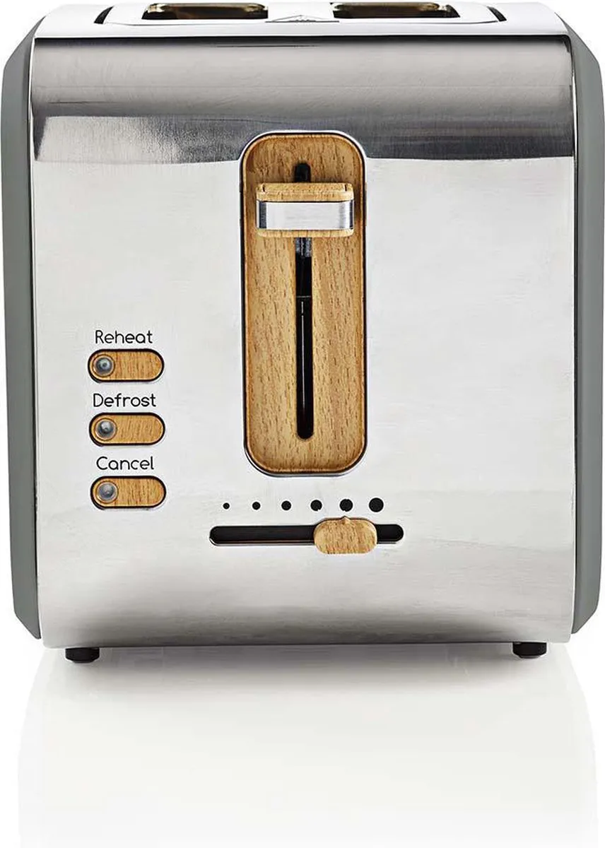 Nedis Soft-Touch Broodrooster 2 Sleuven KABT510EGY - 900W - Grijs