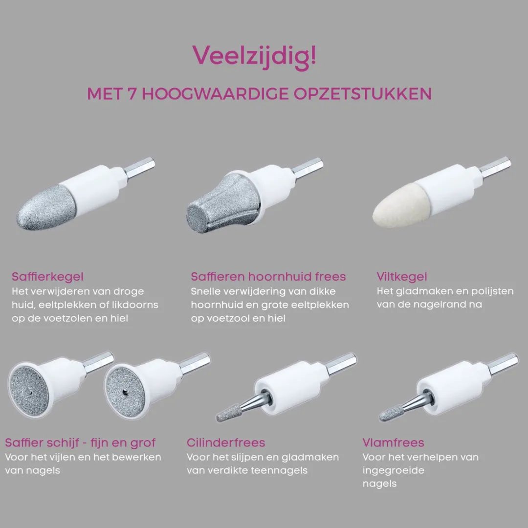 Beurer MP 41 Nagelvijlset - 7 Opzetstukken - 2 Snelheden - Wit
