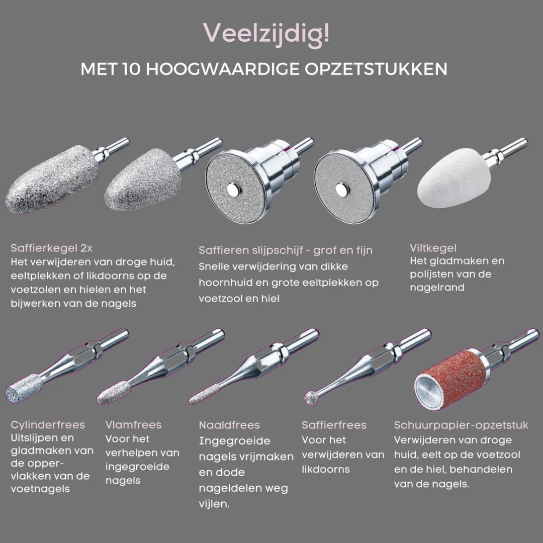 Beurer MP 84 Nagelvijl - Draadloos 10 Opzetstukken - Zwart