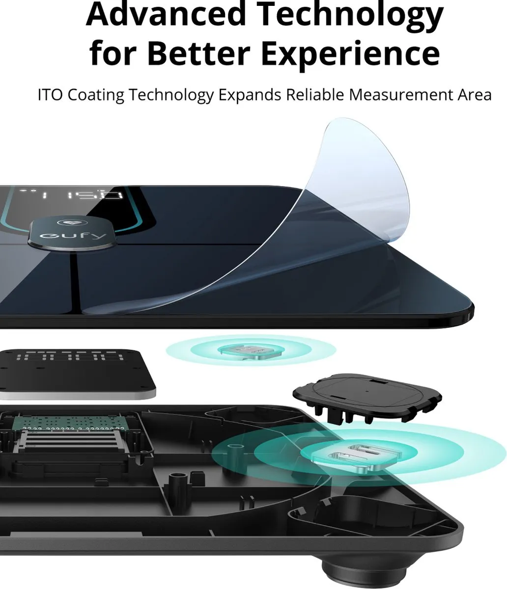 Eufy Smart Scale P2 Pro Digitale Weegschaal - 16 Metingen - Zwart