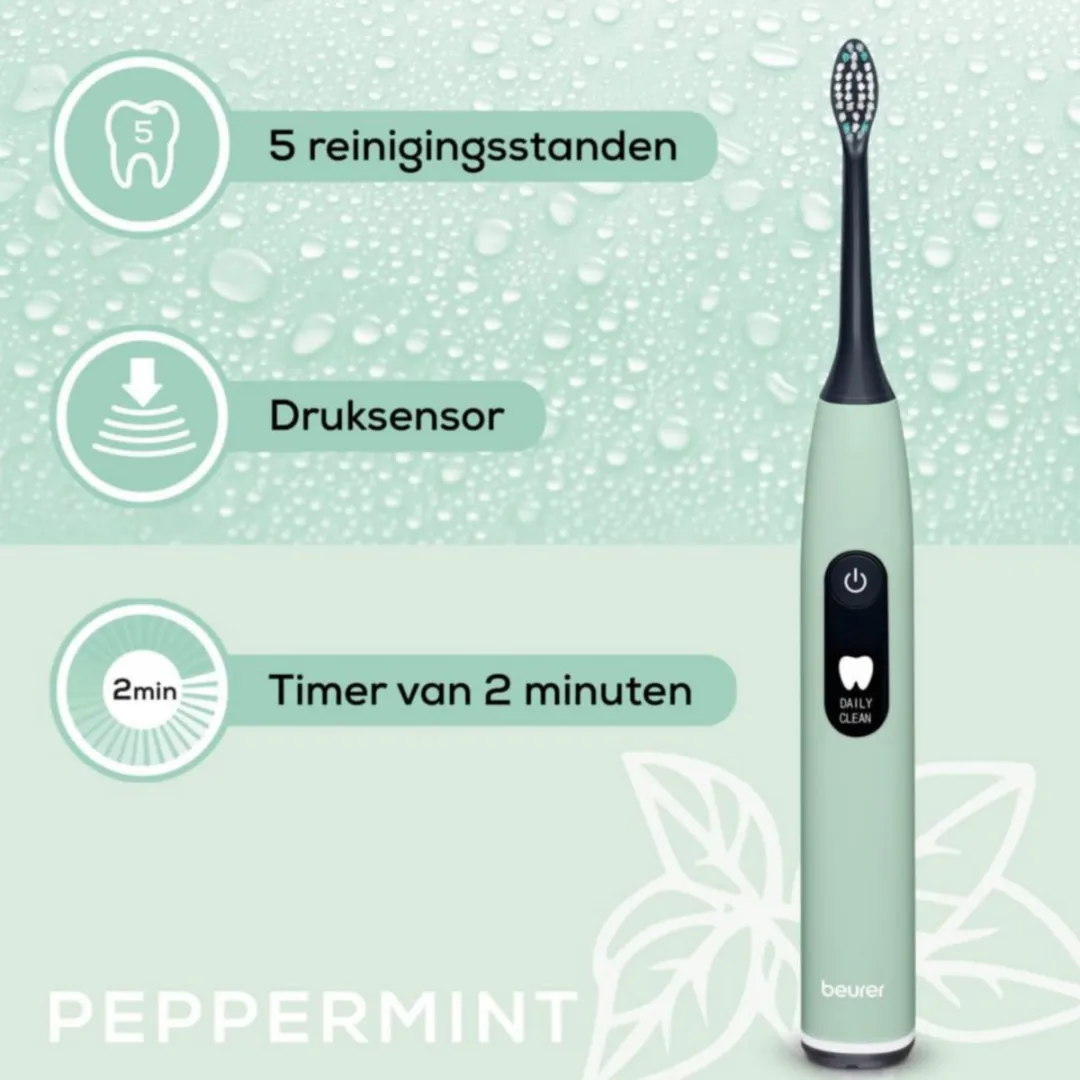 Beurer SC 50 Sonische Tandenborstel - Pepermint - 22 dagen accuduur - 2 Opzetborstels