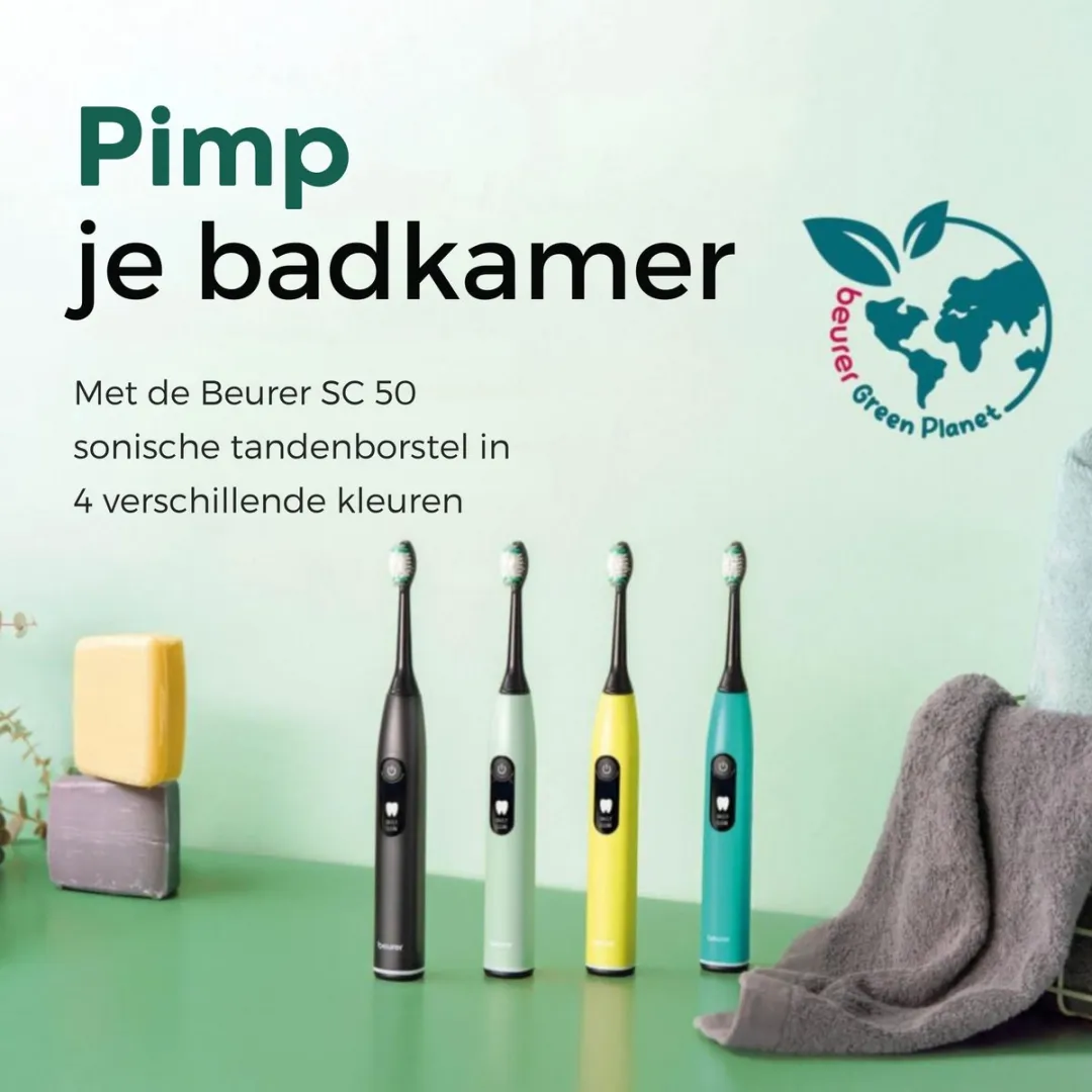 Beurer SC 50 Sonische Tandenborstel - Pepermint - 22 dagen accuduur - 2 Opzetborstels - afbeelding 6 van 6