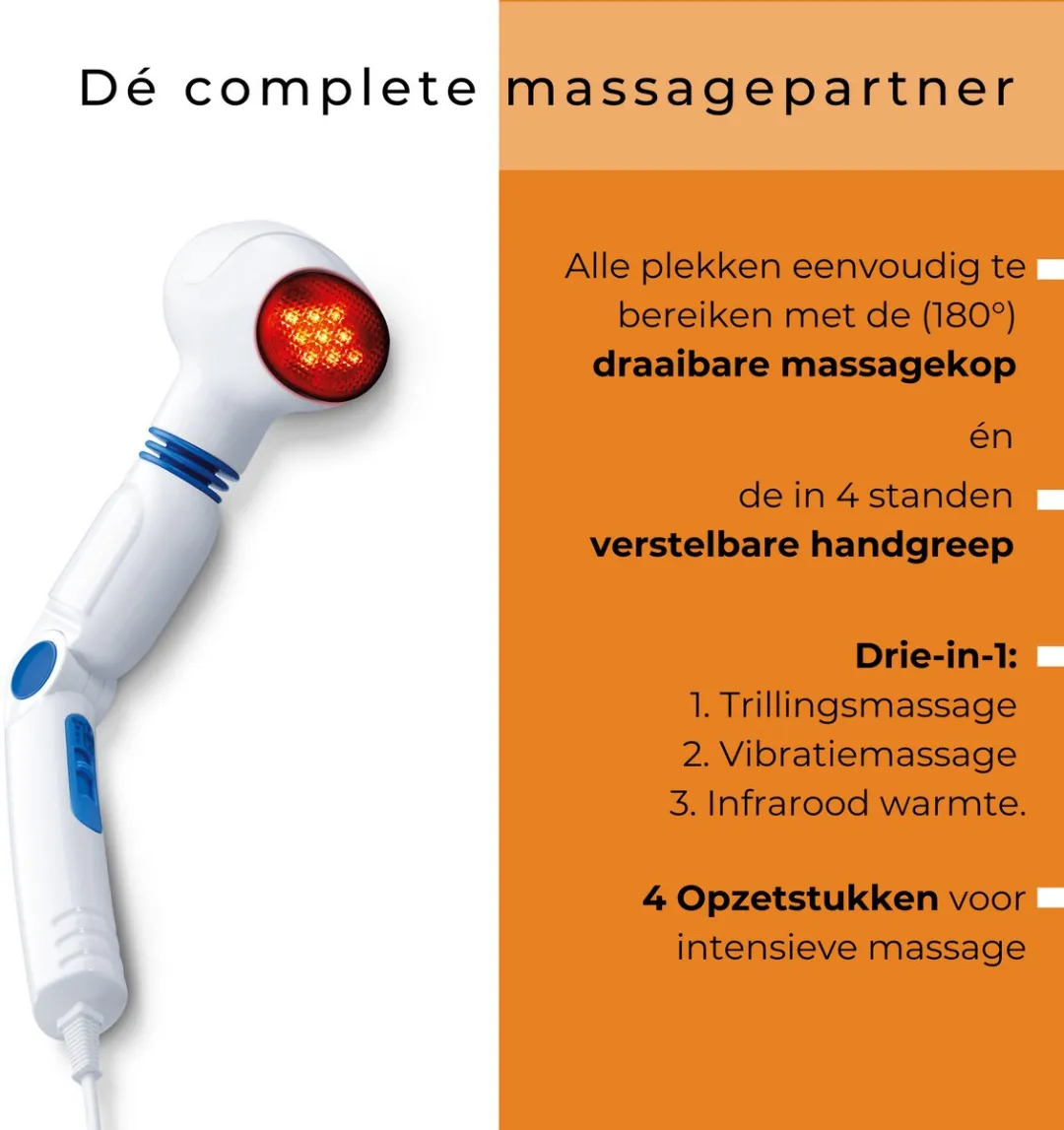 Beurer MG 40 Massageapparaat - Infraroodwarmte - 4 Opzetstukken - Wit