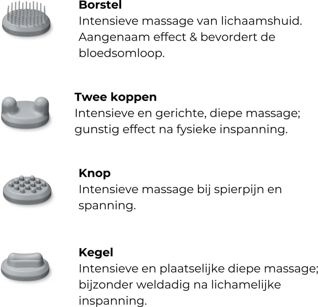 Beurer MG 40 Massageapparaat - Infraroodwarmte - 4 Opzetstukken - Wit