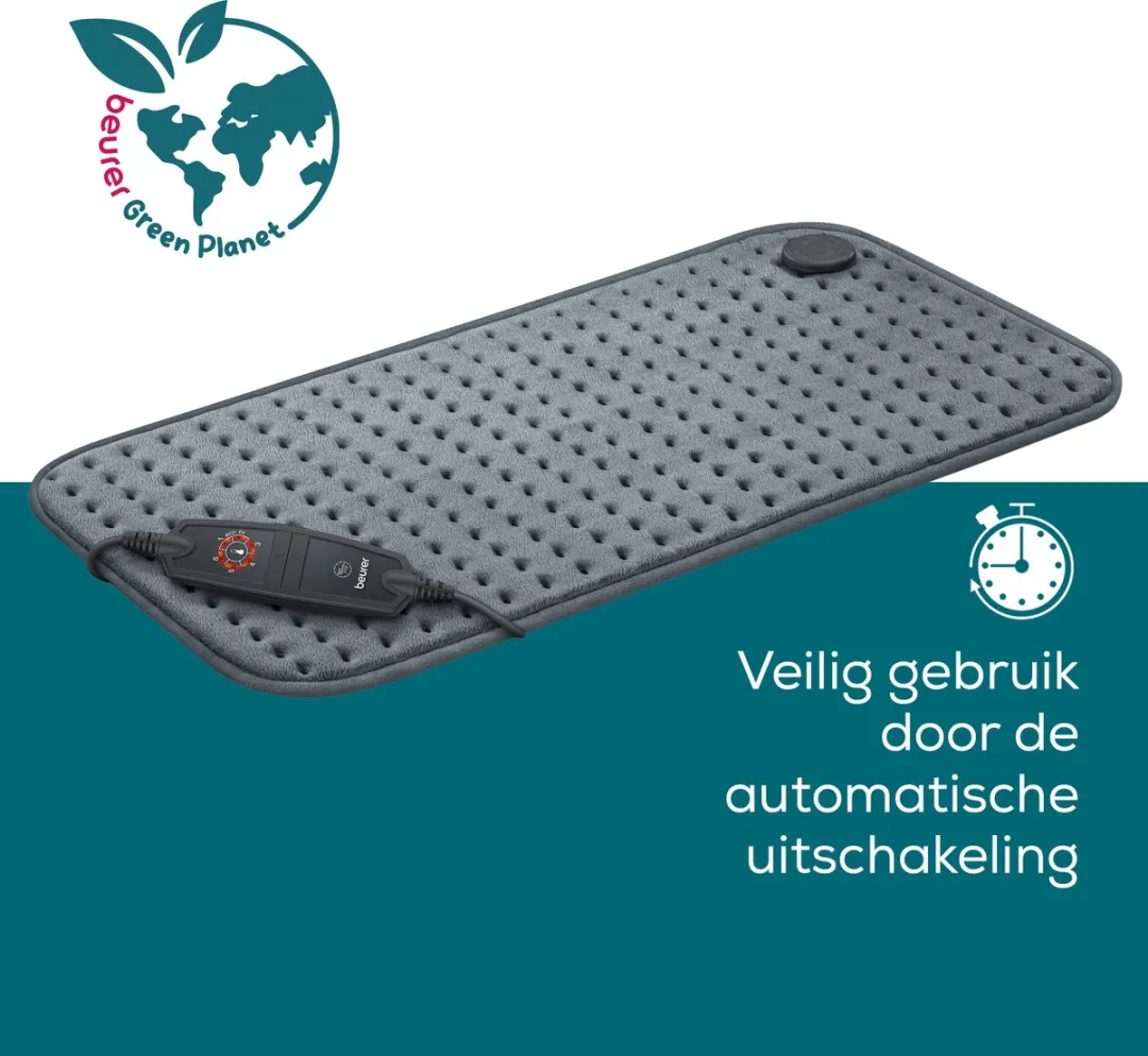 Beurer HK 123 XXL Warmtekussen 60x30cm - 6 standen - Grijs/ Groen