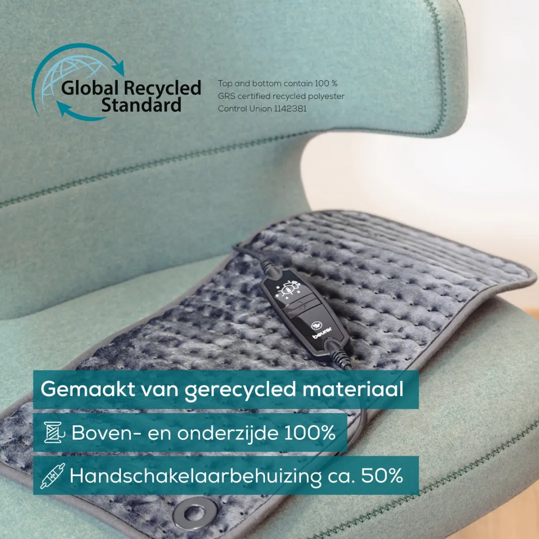 Beurer HK 123 XXL Warmtekussen 60x30cm - 6 standen - Grijs/ Groen