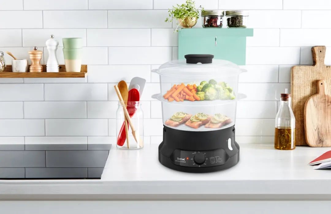 Tefal Minicompact VC139810 Stoomkoker 2 Manden - 800W - Zwart