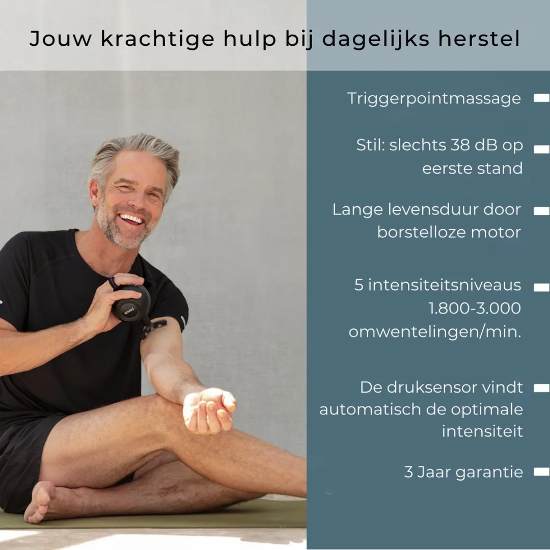 Beurer MG 101 SensorBoost Massage Gun – REVOLUTIONAIR ONTWERP – Ergonomisch rond - Druksensor - Stil en Compact – 5 Intensiteiten – 5 Opzetstukken – 3 Jaar Garantie