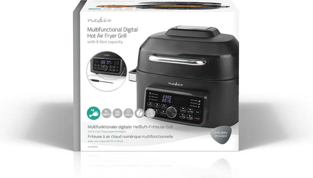 Nedis Heteluchtfriteuse 6L - 7 Programma's - 1660W - Zwart - afbeelding 2 van 6