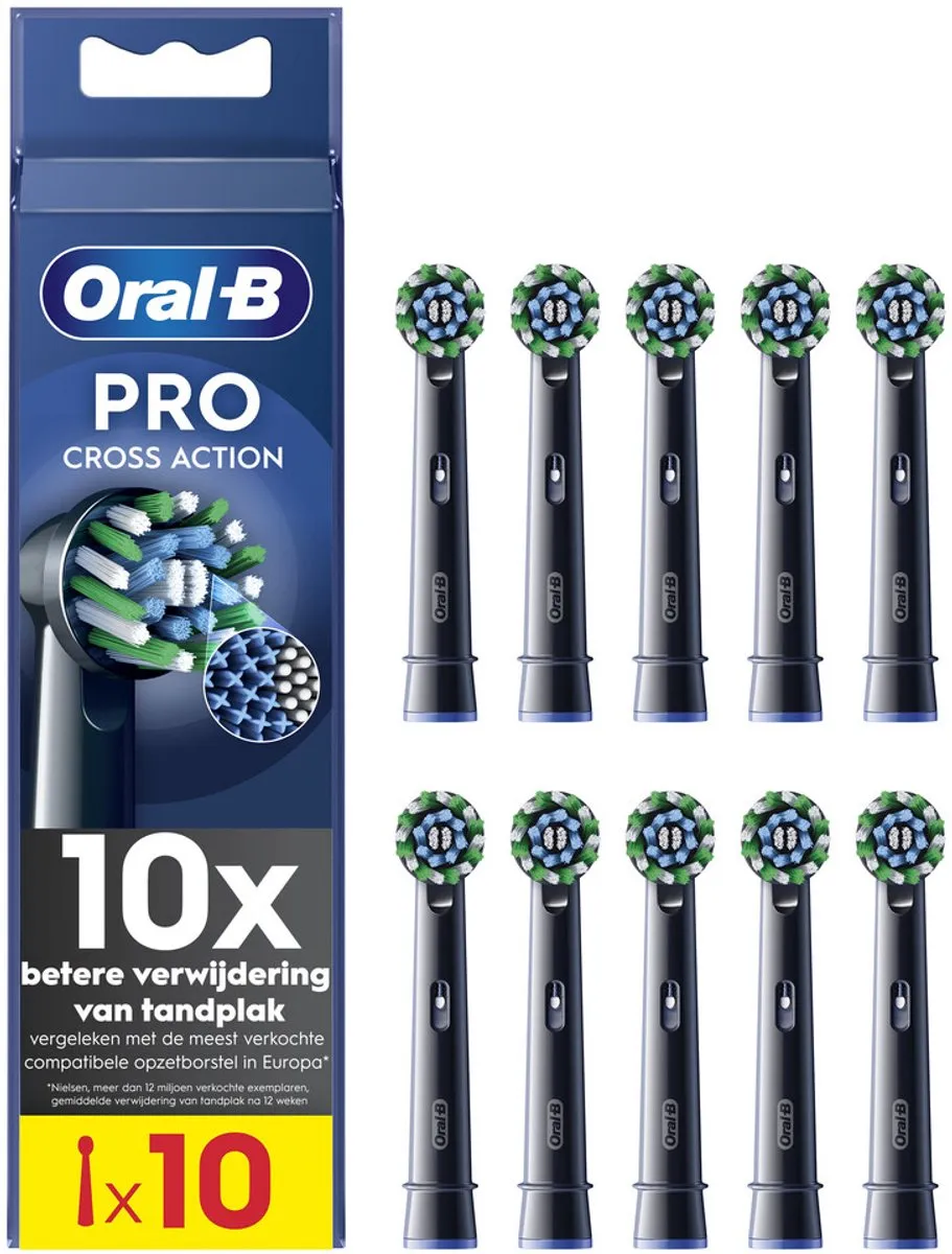 Oral-B Pro Cross Action Opzetborstels - 10 Stuks - Zwart