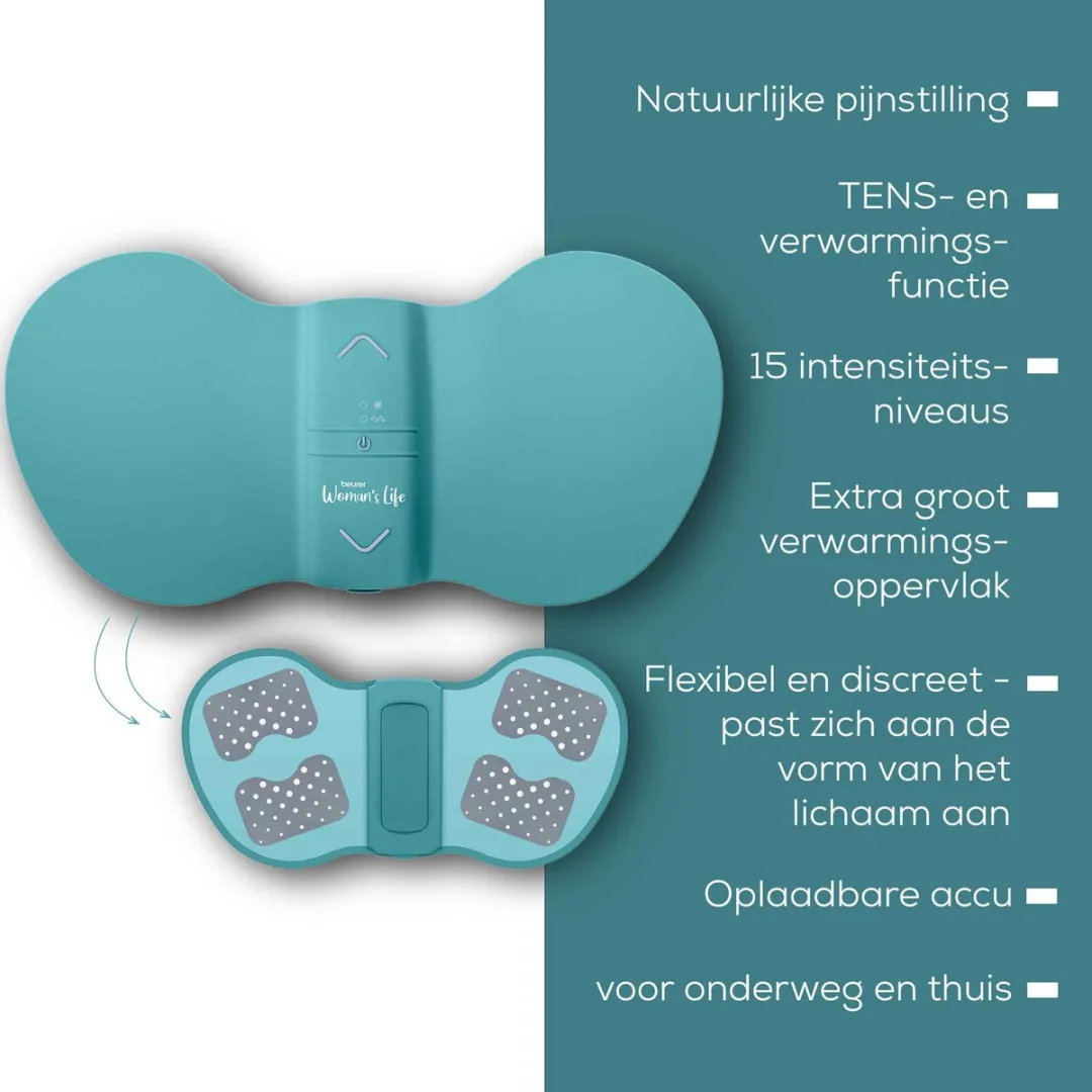 Beurer EM 55 Menstruatieband - TENS & Warmte 43°C - Groenblauw