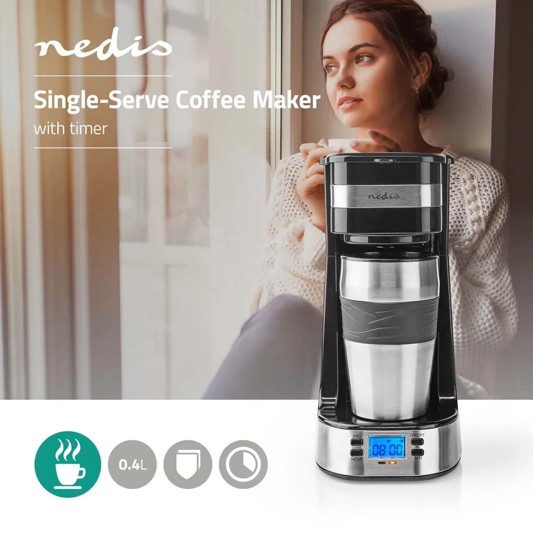 Nedis KACM310FBK 1-kops Koffiezetapparaat - 0,42L - Zwart