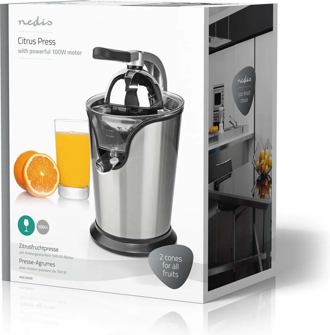 Nedis Citruspers KAJC200SR - 100W - Aluminium/Zwart