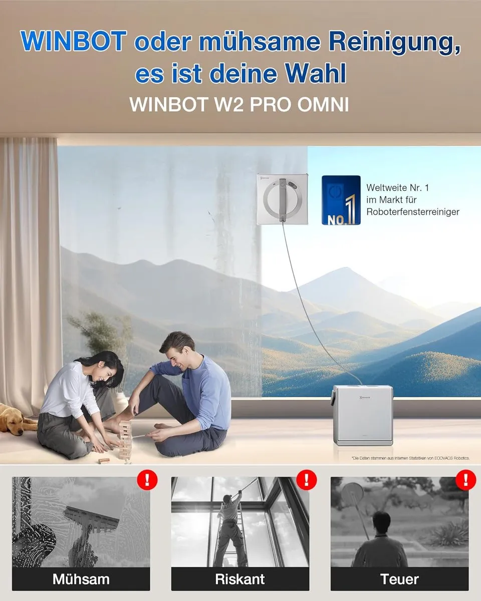 Ecovacs Winbot W2 Pro Omni Robot Ramenreiniger WG851-11EDR - Wit