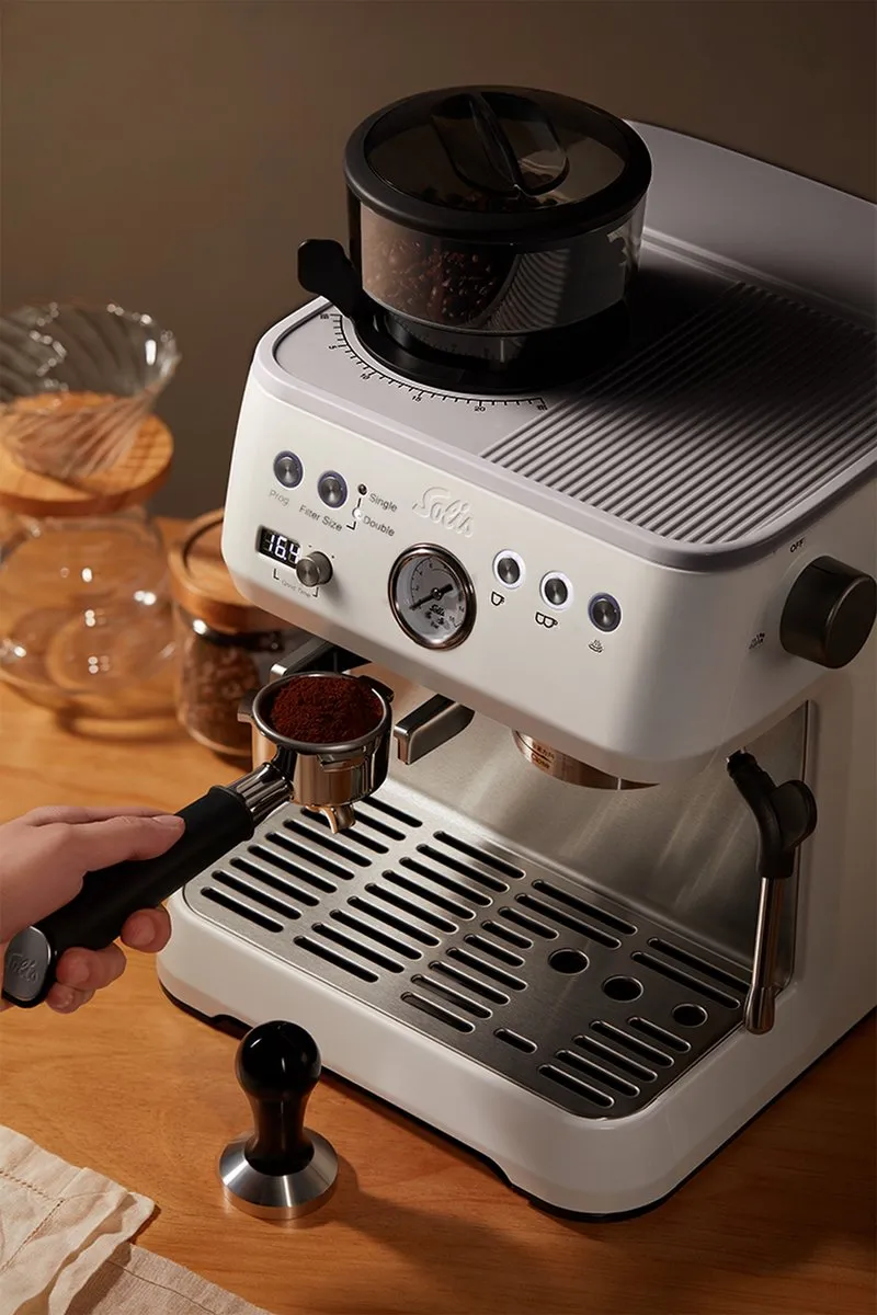 Solis Grind & Infuse Perfetta Pistonmachine S0262 - Espressomachine met maler - Wit