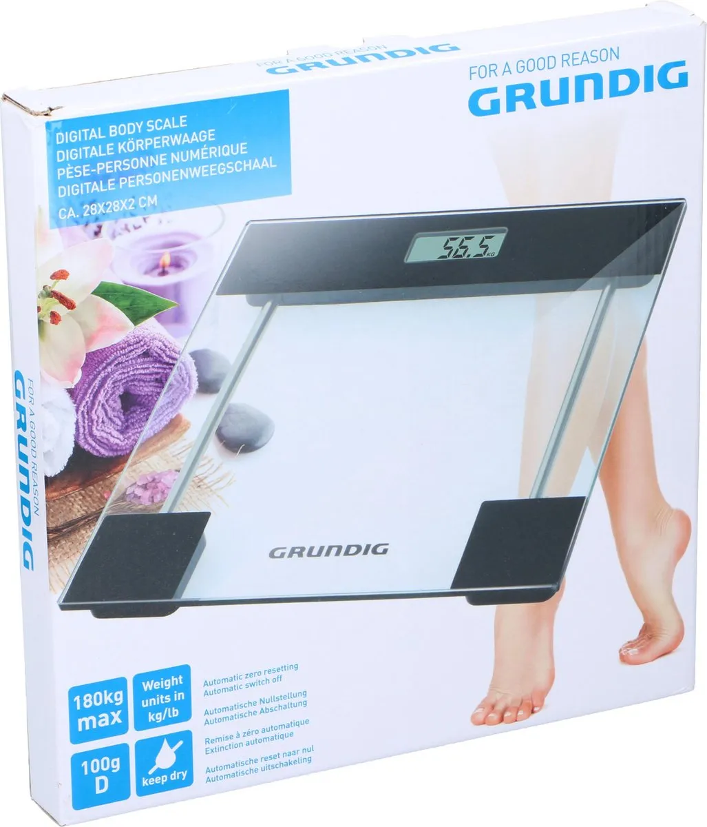 Grundig Digitale Personenweegschaal 180kg - Glazen Design - Transparant