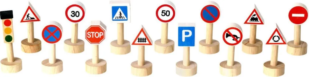 Plantoys Houten Verkeersborden & Lichten Set 6203 - Multicolor