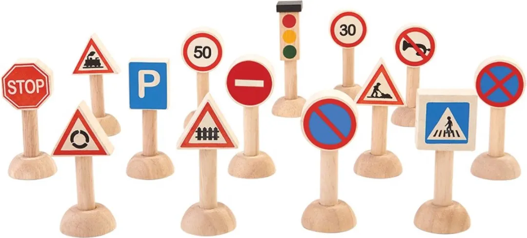 Plantoys Houten Verkeersborden & Lichten Set 6203 - Multicolor