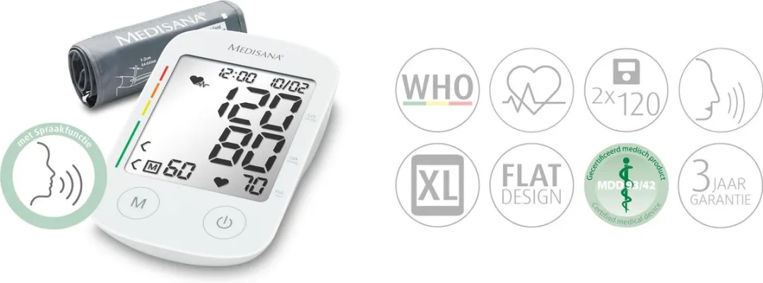 Medisana BU 535 Voice Bloeddrukmeter - 120 Metingen - Wit
