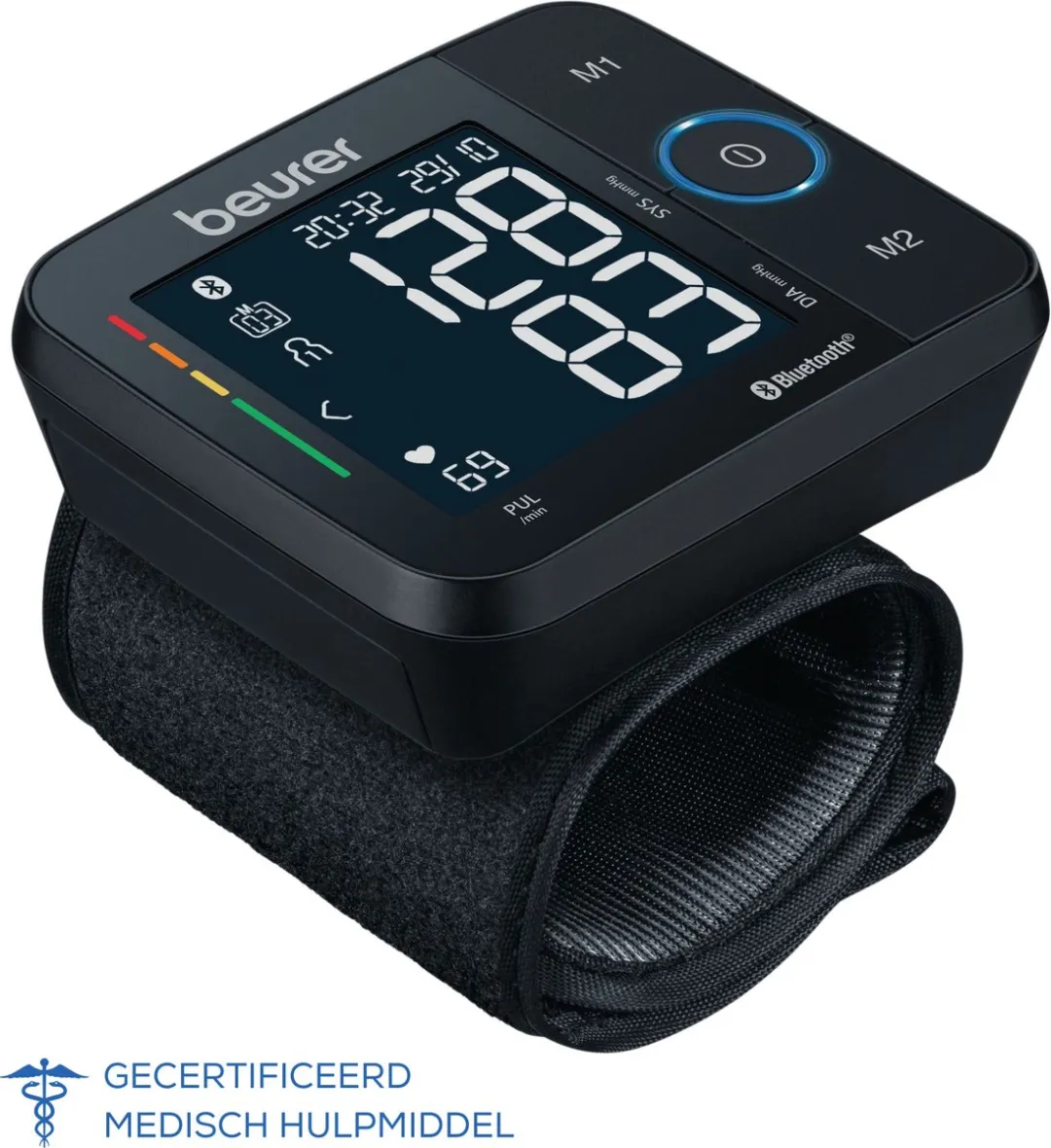 Beurer BC 54 Bloeddrukmeter pols - Inflation Technology: meet al tijdens oppompen - Bluetooth® - HealthManager Pro app - Manchet pols 13,5-21,5 cm - Onregelmatige hartslag - Risico-indicator - 2 Gebruikersgeheugen - Incl. batterijen - 5 Jaar garantie
