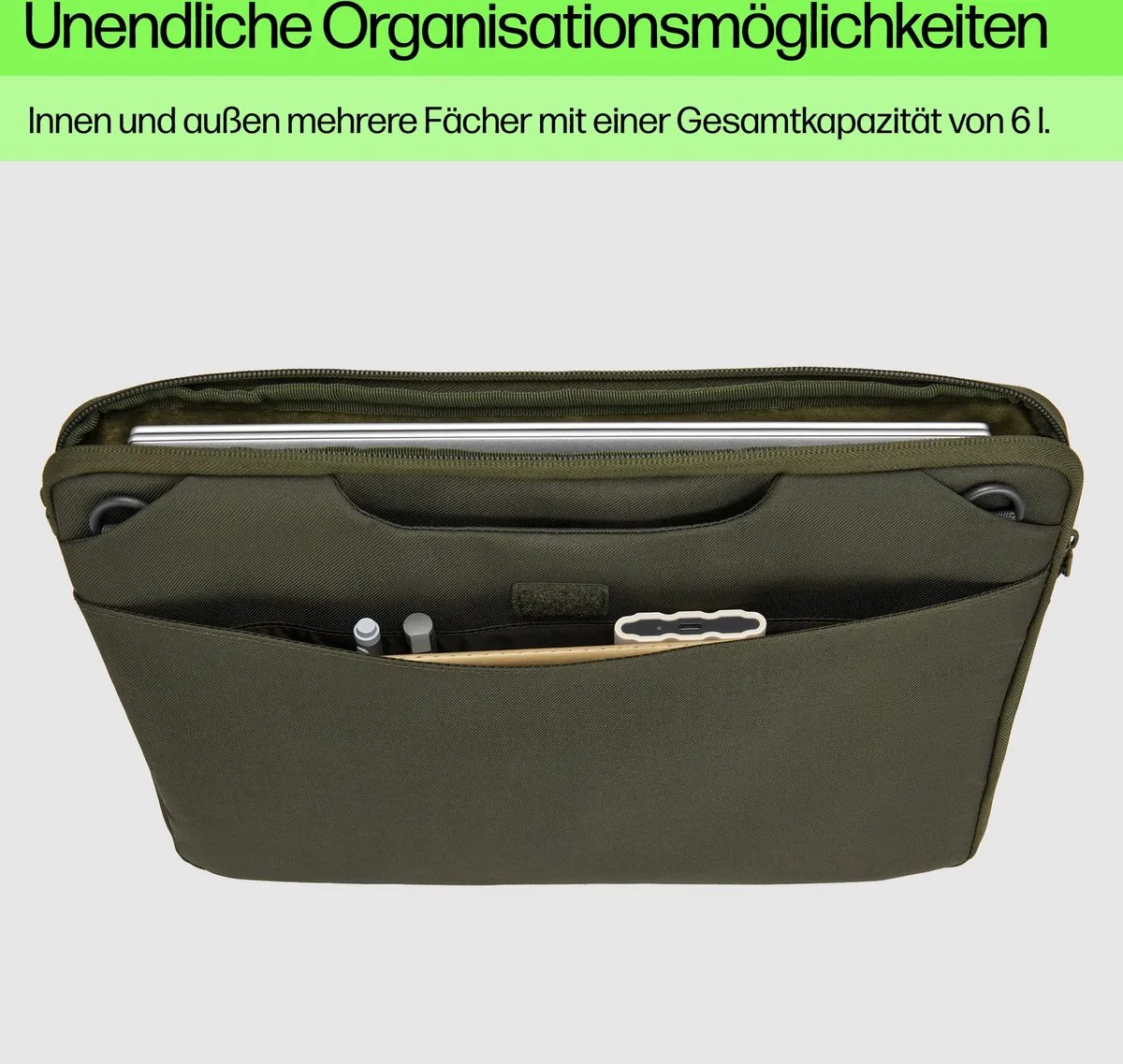 HP 15,6-inch Modular Laptop-sleeve 9J4C3AA - 4 Vakken - Green/Grey